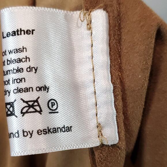 Eskandar Brown Suede Leather Tabard Vest Kimono Open Front Jacket Lagenlook O/S - Picture 15 of 16